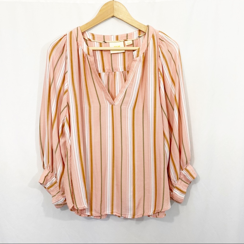 Anthro Maeve Brenda Striped Balloon Sleeve Top - Picture 2 of 12
